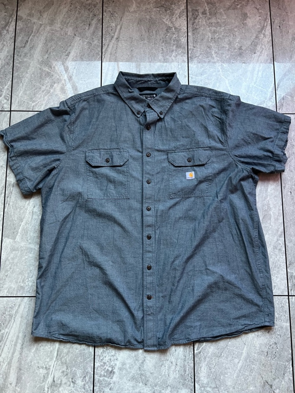 Carhartt Loose Fit Midweight Chambray Men Gray 100%Cotton ShortSleeve Shirt 3XLT